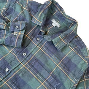 Eddie Bauer Men's Size Large Green Plaid Flannel Long Sleeve Button Shirt